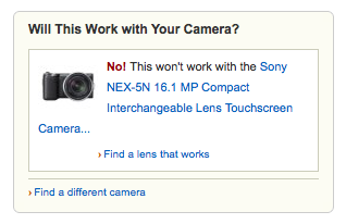 Amazon lens compatibility widget